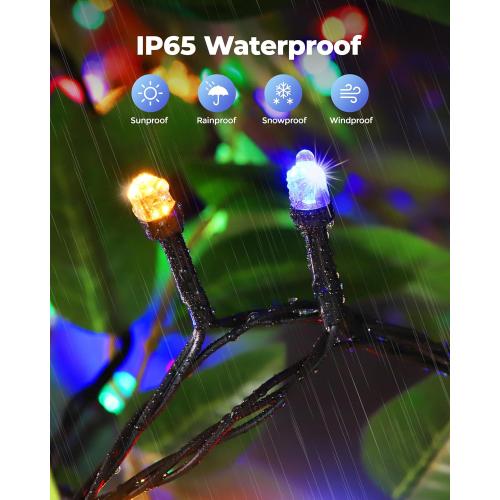 Solar Christmas Lights Outdoor Waterproof,13 Modes 118Ft 300LED Solar Powered String Lights for Tree Outside Garden Patio Fence Christmas Decorations (Multicolored)