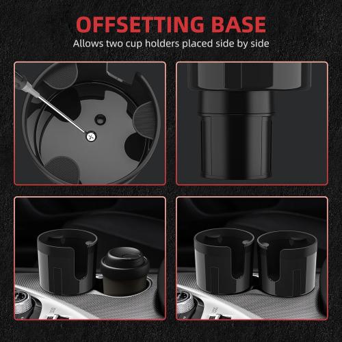 DYLEN Car Cup Holder Expander, Cup Holder Extender Adapter for Car with Expandable Insert, Compatible with Yeti 20/26/30oz, Hydroflask 32/40oz, Large Water Bottles in 3.0-4.1