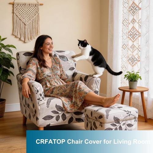 CRFATOP Stretch Mid Century Modern Armchair Slipcover 1-Piece Accent Chair Covers with Arms Soft Chair Slipcovers for Living Room Armchair Furniture Protector Office Reception Reading Sofa,A19
