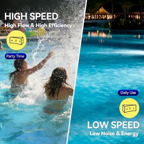 Aquastrong Riptide Series 2 HP In/Above Ground Pool Pump, 220V Dual Speed, Up to 8,586 GPH High Flow, Pure Copper Motor, Energy Efficient, Self Priming with Filter Basket