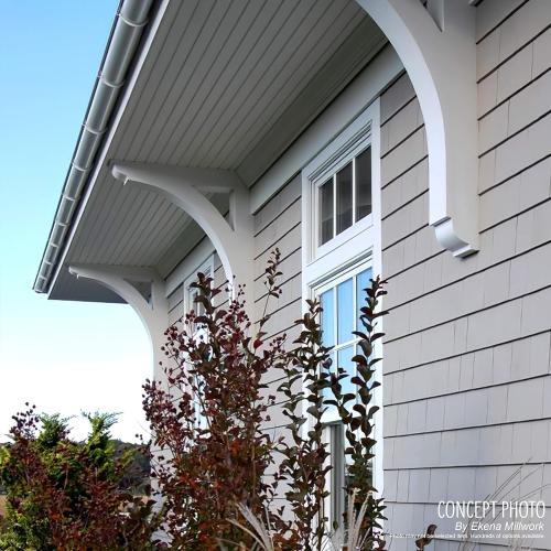 Set of 3 Size 3 1/2W x 7D x 7H Color White  Ekena Millwork BKTP04X07X07BRY Standard Bryant Architectural Grade PVC Brackets, 3 1/2W x 7D x 7H