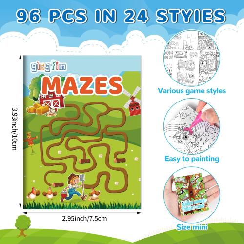 gisgfim 48 PCS Mini Activity Books Coloring Books Party Favors Bulk Challenging Game Include Mazes Dot to Dot Word Search Word Scramble for Ages 4-12 Goodie Bags Stuffers Kids Wedding Activities