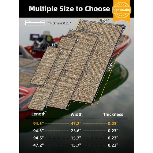 FOCEAN Boat Flooring EVA Foam Boat Decking Camo Self-Adhesive Marine Mats for Jon Boats,Bass Boat,RV,Kayak, 94.5 x 47.2/23.6/15.7‼️light dirt‼️