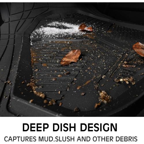 CAR PASS Heavy Duty Rubber Rear Car Mat, Deep-Dish Odorless Car Floor Mats All Weather, Universal Trim-to-Fit for SUVs Trucks Sedans, Waterproof Anti-Slip, Black
