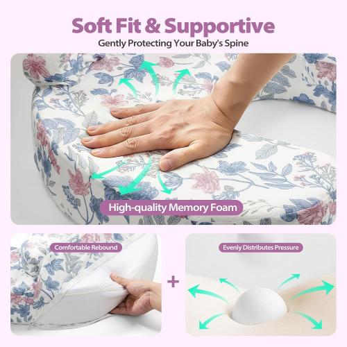 Nursing Pillow for Breastfeeding, with Safety Fence, Removable Cover