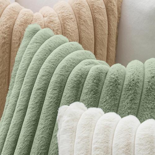 MIULEE Faux Fur Decorative Throw Pillow Covers 18x18 Inch Set of 2, Modern Spring Home Decor Soft Plush Couch Pillows Cozy Fluffy Cushion Covers for Sofa Bed Sage Green