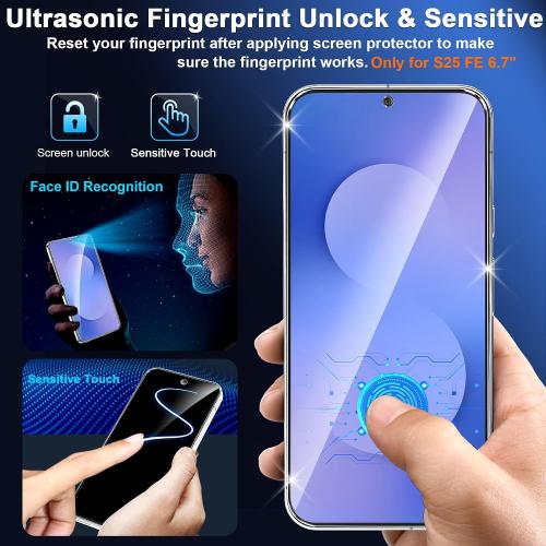 firtstnow 3 Pack for Samsung Galaxy S25 FE Screen Protector Tempered Glass   3 Pack Camera Lens Protector, Military Grade Shatterproof, 9H Hardness, Fingerprint Unlock, Case Friendly 6.7 Inch