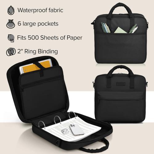 Sturdy 3 Ring Zipper Binder with Strap - 2 Binder with Pockets Holds 500 Sheets, Laptop & More - Durable & Easy to Carry