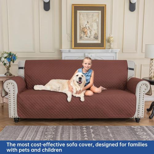 Coffee XINEAGE Quilted Sofa Cover Waterproof Couch Covers for 3 Cushion Couch, Super Soft Washable Slipcover with Pockets & Non-Slip Elastic Straps, Thick Furniture Protector (Sofa, Coffee)