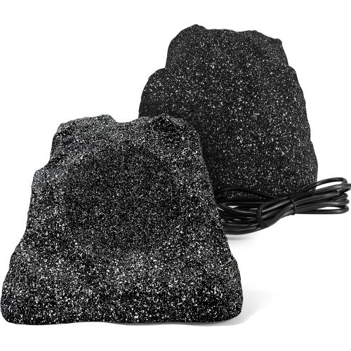 BLACK Herdio Outdoor Rock Bluetooth Speakers Wired IPX7 Waterproof 200 Watt Resin Material All Weather for Deck Pool Backyard Patio Garden BBQ (1 Pair Black)
