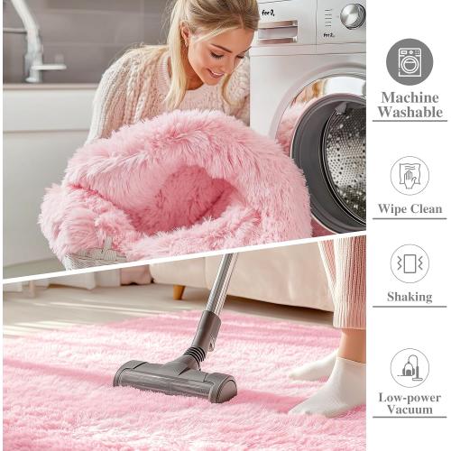 OLANLY Area Rugs for Living Room Bedroom, Machine Washable 4x5.9 ft Soft Fluffy Shaggy Bedside Rug, Indoor Floor Carpet for Kids Girls and Boys, Dorms, Nursery Rooms, Home Decor Aesthetic, Pink