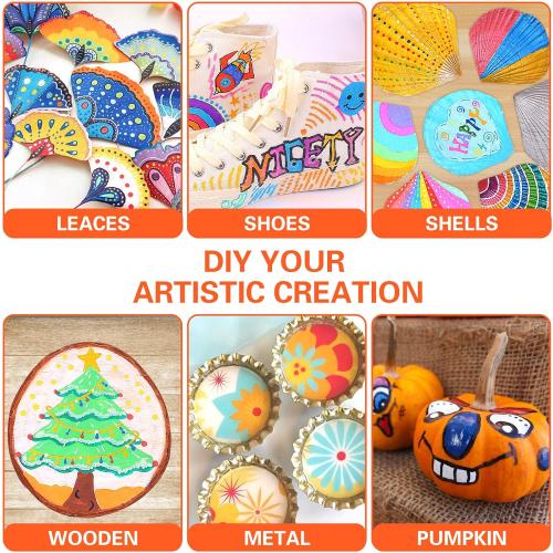 NICETY 128 Acrylic Paint Markers, Dual Tip Brush Paint Pens for Rock Painting, Wood, Glass, Stone, Canvas, Ceramic, Fabric - Fine & Brush Tip Water Based Acrylic Markers Pens