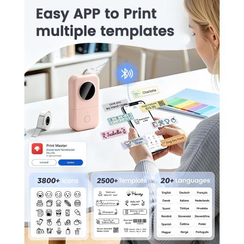 Phomemo Label Maker, D30 Label Maker Machine with Tape, Mini Bluetooth Label Makers, Small Portable Thermal Label Printer, Sticker Maker for School Classroom Teacher Home Kitchen Office Supplies