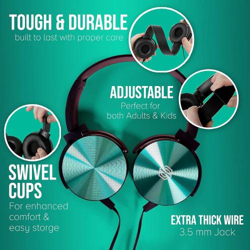 5 Pack 5 Colors, Premium Classroom Headphone with Microphone (5 Pack) - Kids Wired Earphones with Mic for School Students K-12 & Teachers, Soft Swivel On Ear Pads- Perfect for E-Learning, Meetings, Calls -(Colorful)