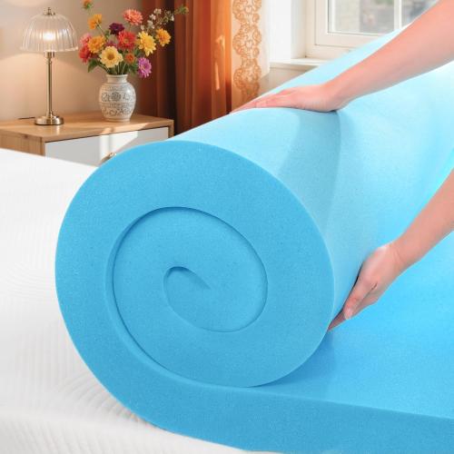 SyMax Queen Mattress Topper, Gel Infused Memory Foam Mattress Topper, Soft Bed Topper Mattress Pads for Bed, Sofa, RV, CertiPUR-US Certified, Blue, 3 Inch
