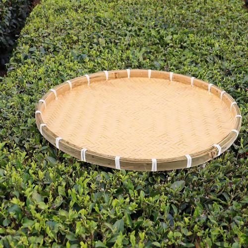GANAZONO Bamboo Woven Tray Round Bamboo Basket for Food Storage Decorative Woven Container for Parties Homes and Restaurants