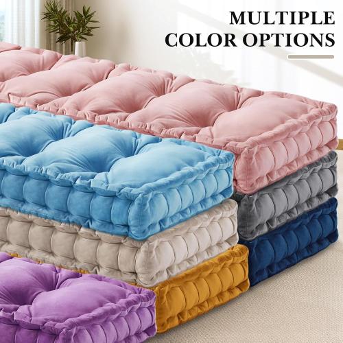 Bench Cushions for Indoor Furniture 42x16 in Velvet Kitchen Dining Piano Window Seat Cushion, Tufted Patio Porch Swing Thicken Bench Pad Memory Foam(Gray)