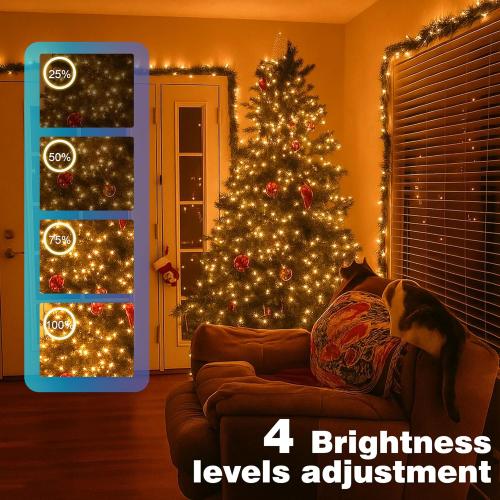 Christmas Lights 800 LED,  Christmastree Lights with, Remote Control 3 Timers & Memory Function Xmas Decorations for House and Holiday (Warm White)