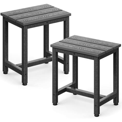 ODK Outdoor Side Tables Set of 2, Adirondack Patio End Table with Weather-Resistant Waterproof Top for Hot Tub Garden, Balcony, Poolside, 2PCS, Grey