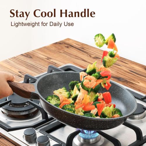 SENSARTE Nonstick Frying Pan Skillet with Lid, Omelet Pan with Cover, Healthy Cooking Chef's Pan, Kitchen Cooking Pan, Free of Intentionally Added PFOA/PFOS (12.5inch   Glass Lid)