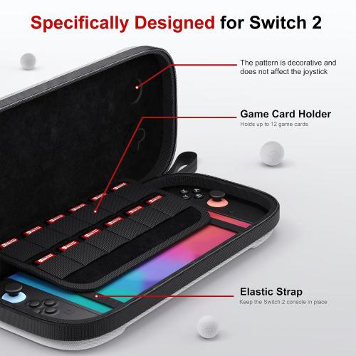 STARTRC GAMES Slim Carrying Case for Nintendo Switch 2 2025, Hard Shell Travel Case with 12 Game Card Slots, Portable Carry Bag for Switch 2 Console White
