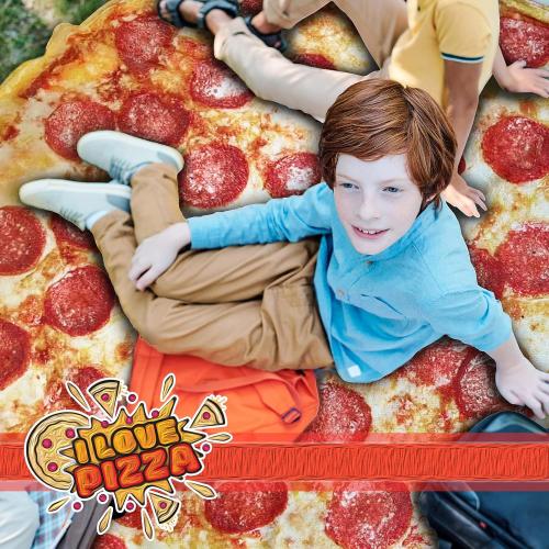 Bcareself Pizza Blanket Adult Kdis Size Double Sided Funny Realistic Food Personalized Throw Blanket Novelty Gift for Everyone 300 GSM Soft Flannel 60 inches Red