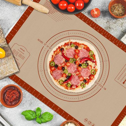 Silicone Pastry Mat, 16 x 24 Silicone Baking Mat for Counter Rolling Dough, Reusable Non-Stick Extra Large Dough Mat with Measurement for Pie Crust, Pizza and Cookies