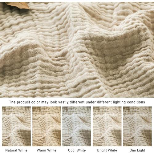 EMME Cotton Throw Blanket for Couch Soft Muslin Blankets 50x60 Lightweight Breathable Blanket Light Tan All Season Gauze Blanket