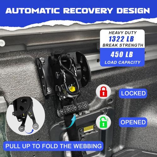 Retractable Ratchet Straps Compatible with 2022-2025 Ford Maverick, 2PCS Retractable Tie Down Straps, Auto Retract Securing Strap Tie Down System