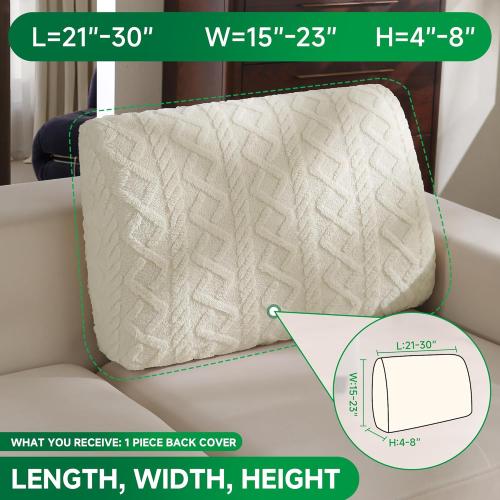 Couch Cushion Covers, Super Soft Thicker Fleece Sofa Cover Stretch Sectional Sofa Slipcover Washable Pet Friendly Anti-Slip Stain Resistant Furniture Cover for Home(1 Back Cover,Ivory)