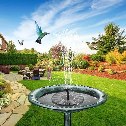 AISITIN Solar Bird Bath Fountain Pump, Solar Fountain Pump for Bird Bath with 6 Nozzles, Solar Powered Water Fountain Pump for Garden, Ponds, Pool, Fish Tank and Outdoor, 1.5W, 1.5W-New