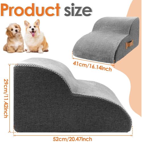 Cat/Dog Ramp Stair Stable, 2/3 Step Small Dog Stair Safe Sponge Filling Pet Ladder Ramp, Nonslip Bottom for Cat Puppy Pet,Stairs for High Beds and Couch,Indoor Steps(2 Step)