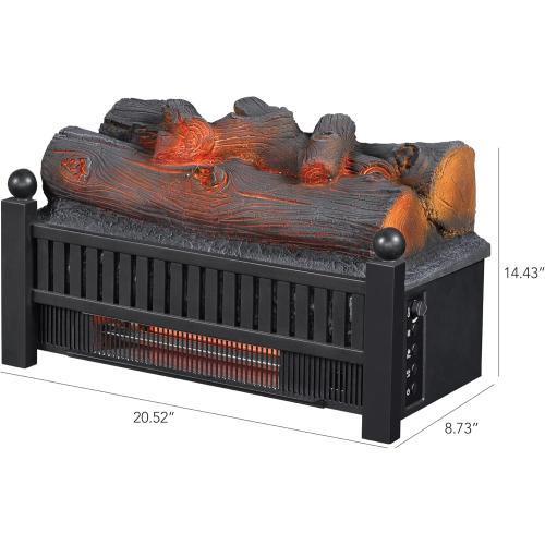 duraflame® Electric Log Set 1,000 Sq Ft Infrared Heater, Faux Logs Insert with LED Flames for Existing Fireplaces, Crackling Sounds, Remote Control Included