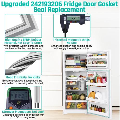 Upgraded 242193206 Refrigerator Door Gasket Replacement for Frigidaire Kenmore Crosley Refrigerator Door Seal 41.6''x 28.5 Fridge Door Gasket Seal for FFTR1828SP3A, FFTR1828SE0,CRT185SS1 Fridge Seal