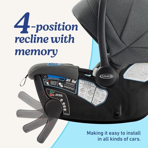 Graco Gomax Infant Car Seat, Ace, Lightweight, Reclining Rear Facing Car Seat Installs with or Without a Base