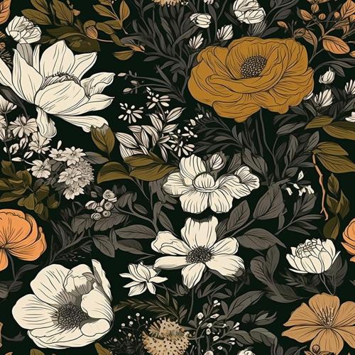 Vintage Floral Peel and Stick Wallpaper Dark Boho Botanical Removable Wallpaper for Renters Thick Waterproof Self Adhesive for Bedroom Bathroom Contact Paper for Home Decor (Black&Golden,15.7x118)