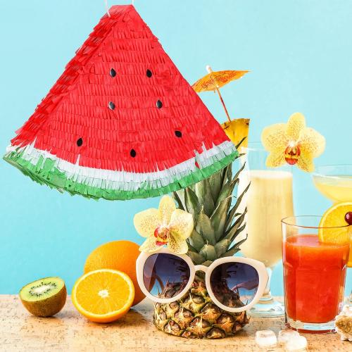 Sratte Watermelon Piñata Fruit Summer Theme Includes Stick Blindfold Confetti Small Fruit Piñata Birthday Party Decorations for Fiestas Summer Tropical Party Supplies Carnival Game