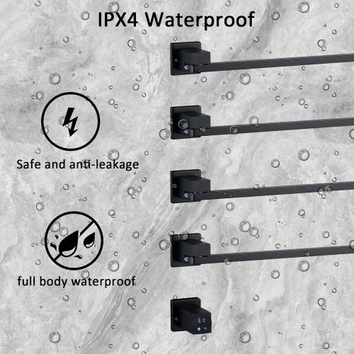 Electric Towel Warmer, 4 Bars 180° Rotating Heated Towel Rack, 75W Wall Mounted Towel Warmer with Built-in Timer, Smart WiFi Electric Towel Dryer for Bathroom (Black)