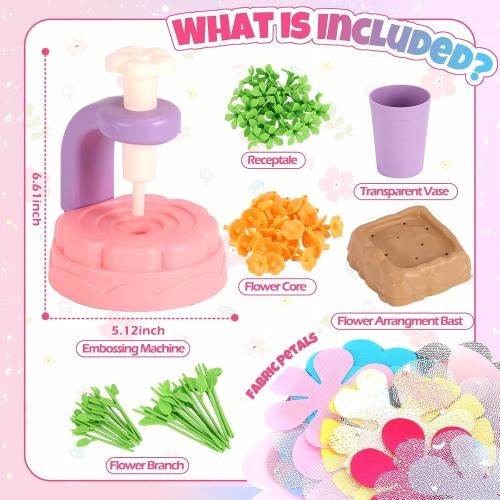 R RUCKERCO Flower Bouquet Craft Kits, DIY Arts and Crafts for Kids 4-6-8,Kids Crafts and Toys for Girls Toddler Activities Girl Art, 4 5 6 7 8 Year Old Girl Birthday Gifts Ideas Gifts for Girls 8-12