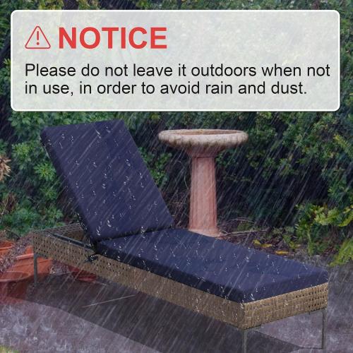 Crestlive Products Outdoor Chaise Lounge Cushions Set of 2, Water Resistant Fade Resistant Patio Furniture Lounge Chair Cushion,80 L x 23 W, Navy