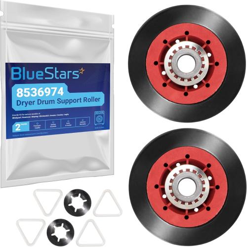 BlueStars Ultra Durable 8536974 Dryer Drum Support Roller – Compatible with Whirlpool Kenmore Maytag Dryers - Replaces 8536973 W10314171 W10314173 WPW10314173 PS11752609 - PACK OF 2