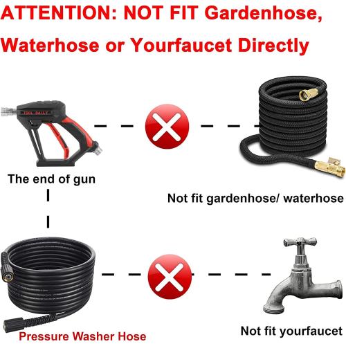 Tool Daily Short Pressure Washer Gun with Foam Cannon, 1/4 Inch Quick Connector, with 5 Pressure Washer Nozzle Tips, 1 Liter