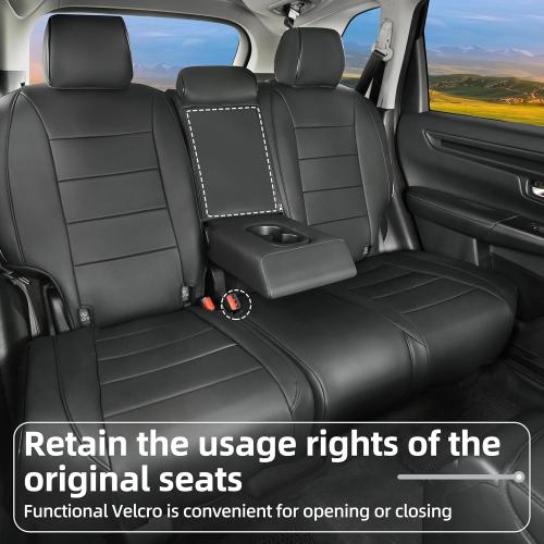 Lolcar CRV Seat Covers Custom Fit for Honda CRV 2023 2024 2025 2026 Leather Car Seat Cover Full Set for Trucks SUV,Waterproof Car Seat Cushion,Faux Leather (Black)