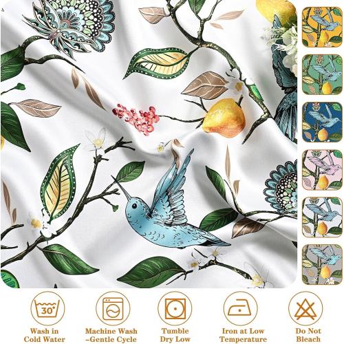 FRAMICS White Blackout Curtains Floral Grommet Curtains 63 Inch 2 Panels