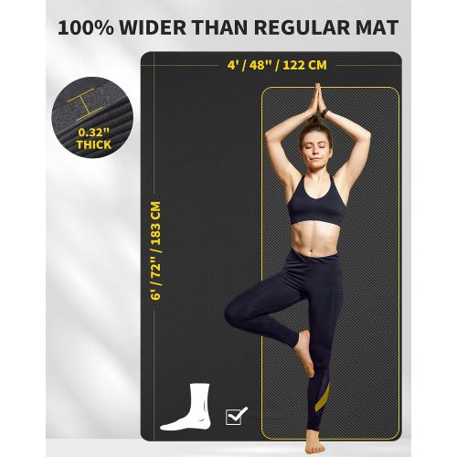 CAMBIVO Yoga Mat 72 x 48 Large Workout Mat for Home Gym Flooring | 6mm-12mm (0.24-0.48) Extra Thick Exercise Mat for Apartment Fitness | High-Density TPE Cushioning for Joint Protection