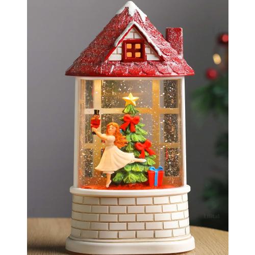 Christmas Snow Globe Ballerina Nutcracker Snow Globe Lantern with Music Glittering Lighted Christmas Tree and Clara Birthday Gift Table Indoor Decoration for Girls,USB and Battery Operated, 8.2