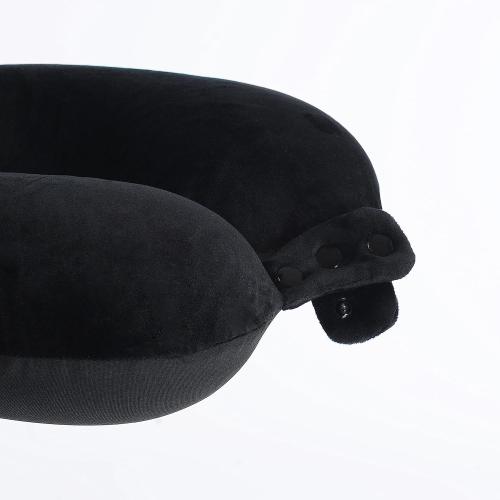 Travel Neck Pillow, Top Memory Foam Pillow for Head Support, Ideal for Airplanes, Cars, and Home Recliners, Adjustable and Soft (Black)