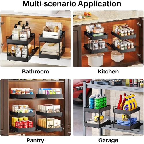 Pull Out Spice Rack Organizer for Large Upper Cabinet, Easy to Install, Drill-Free, Cabinet Requires- Clearance Height > 12 inch, Width>9 inch, Depth> 11 inch - (1 Pack), Dimensions 8.2Wx10.2Dx6.9H