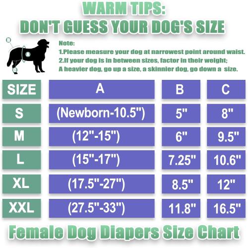 wegreeco Washable Reusable Premium Dog Diapers, Pack of 3, Small Dog Puppy & Doggy Diapers Female, Dog Period Panties Diapers Female in Heat X-Large