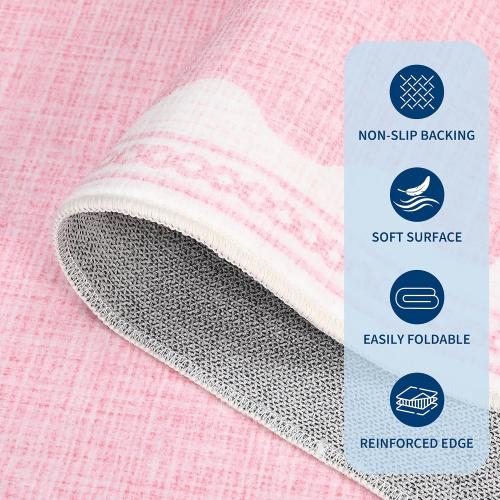 GarveeHome Scalloped 3x5 Washable Rug Non-Slip Low-Pile Indoor Rugs for Entryway Solid Pink Modern Minimalism Carpet for Bedroom Living Room Kitchen Bathroom Indoor Mat  ***? PINK***